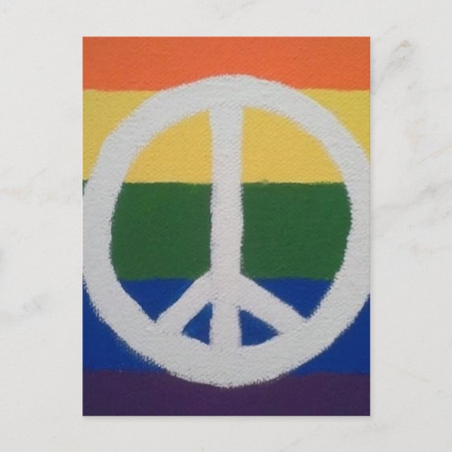 Postal Signo de paz arcoiris (Anverso)
