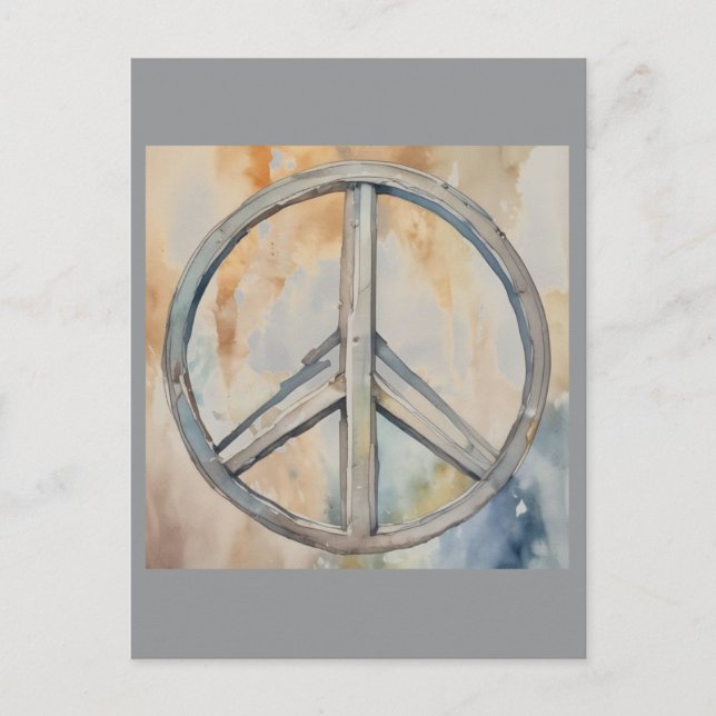 Postal Signo de paz Arte de pintura acuarela (Anverso)