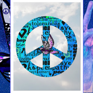 Postal Signo de paz con Año Nuevo Feliz