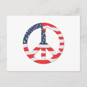 Postal Signo de paz de bandera estadounidense