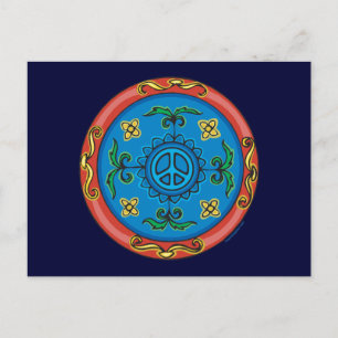 Postal Signo de paz de diseño de medallón