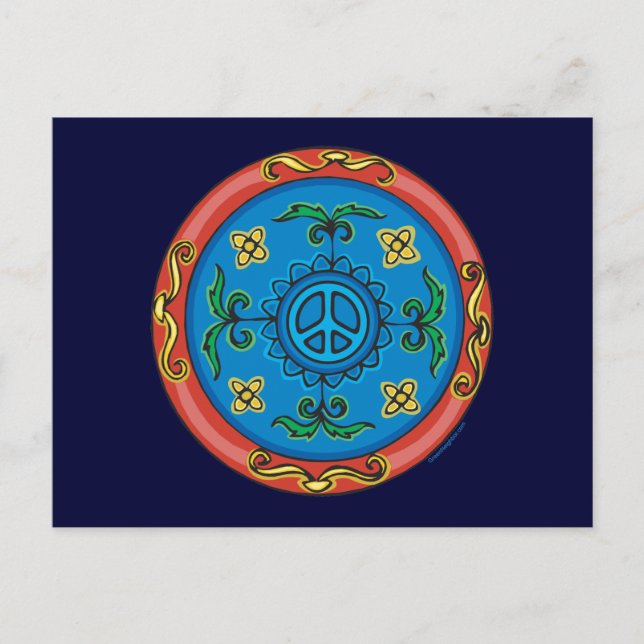 Postal Signo de paz de diseño de medallón (Anverso)