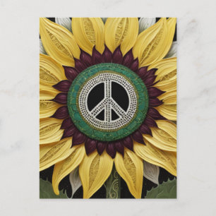 Postal Signo de paz de girasol