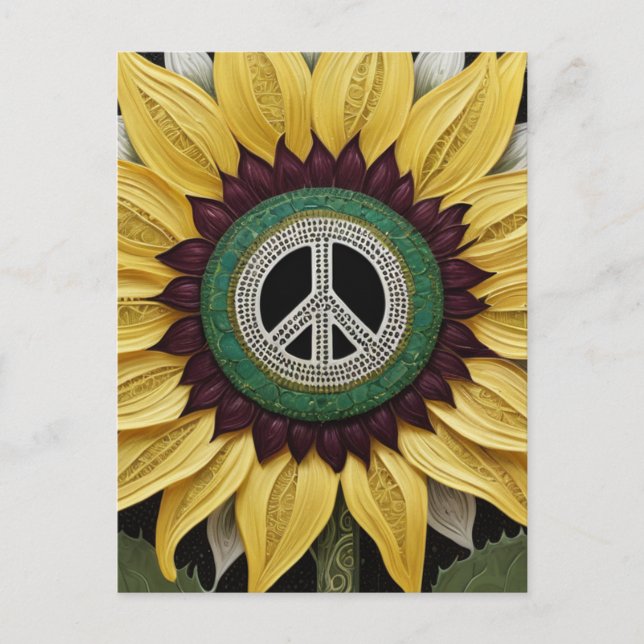 Postal Signo de paz de girasol (Anverso)