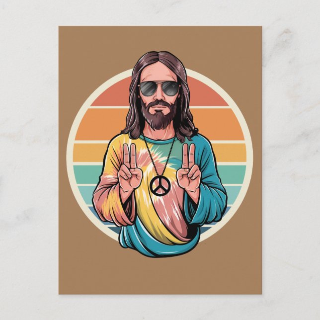 Postal Signo de paz de Hippie Jesus (Anverso)