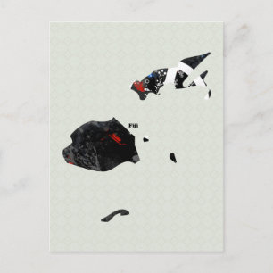 Postal Signo de paz de moda de Fiji con mapa fiyiano