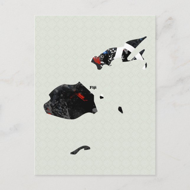 Postal Signo de paz de moda de Fiji con mapa fiyiano (Anverso)