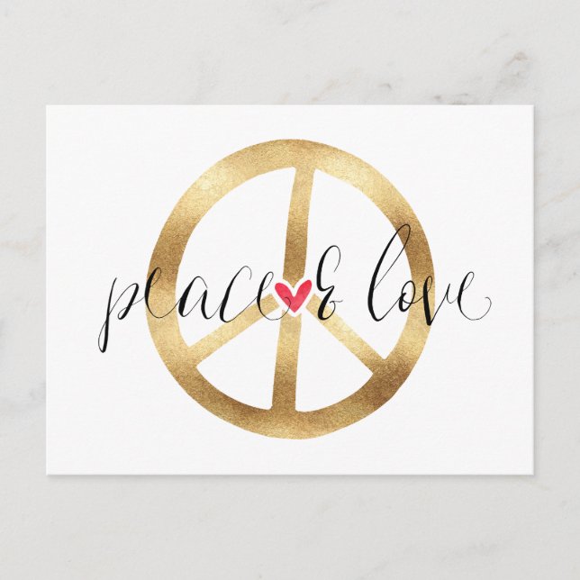 Postal Signo de paz de oro inspirador (Anverso)