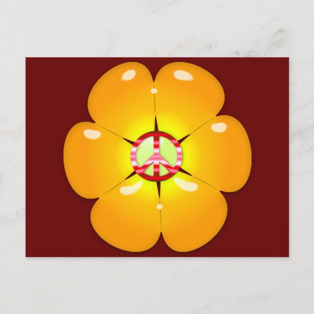 Postal Signo de paz de poder de flor (Anverso)
