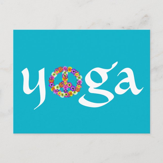 Postal Signo de paz de yoga floral (Anverso)