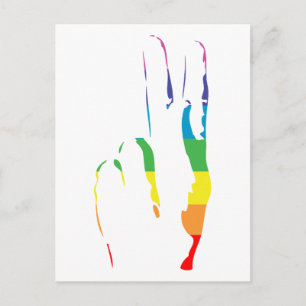 Postal signo de paz del orgullo arco iris