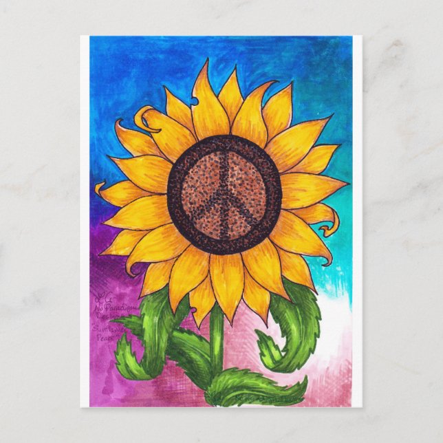 Postal Signo de paz Estacionario de girasol (Anverso)