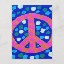Signo de paz naranja en azul