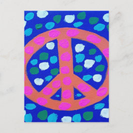 Postal Signo de paz naranja en azul
