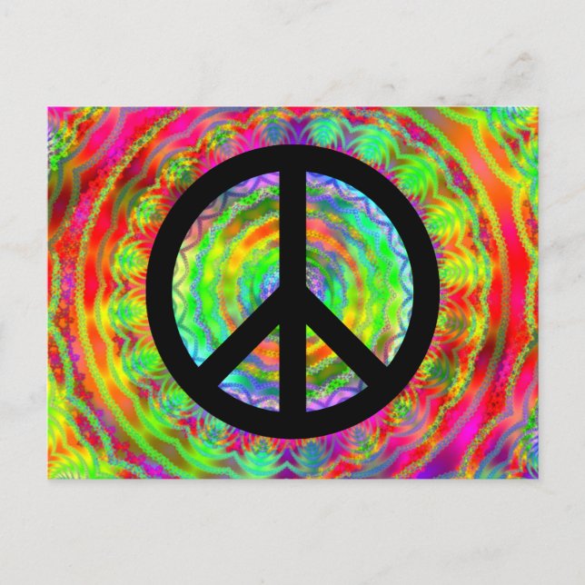 Postal Signo de paz negro funky (Anverso)