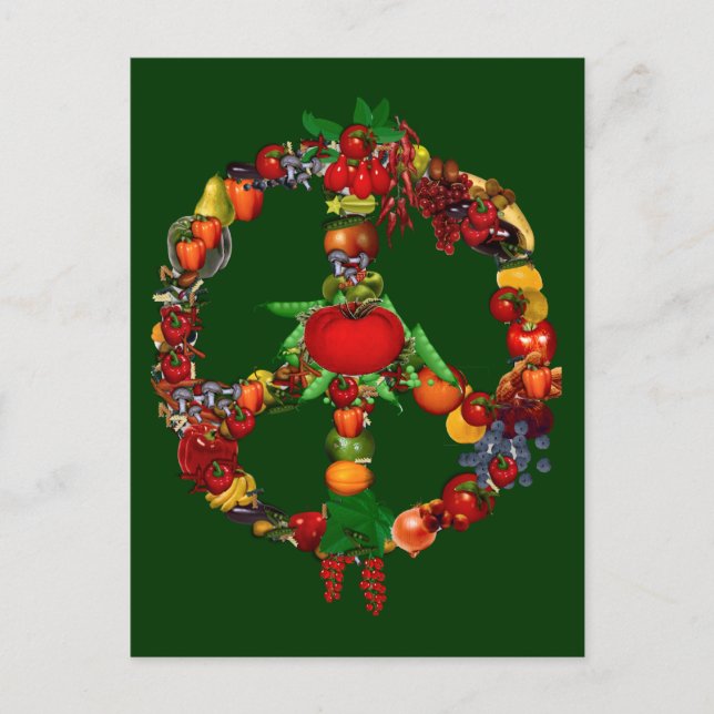Postal Signo de paz para los vegetarianos (Anverso)