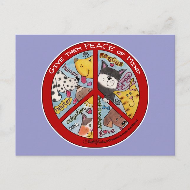 Postal Signo de paz Protección animal (Anverso)