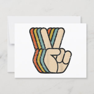 Postal Signo de paz retro V Dedos ventilado años 60 años
