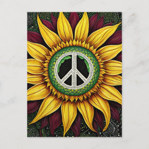 Postal Signo de paz único girasol