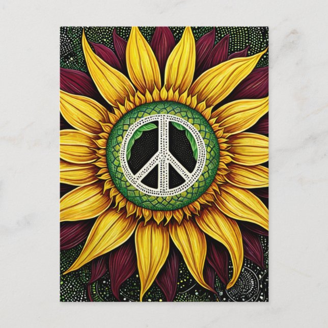 Postal Signo de paz único girasol (Anverso)