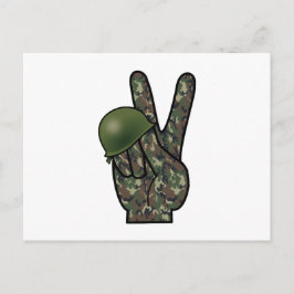 Postal Signo de paz / victoria de mano de camuflaje