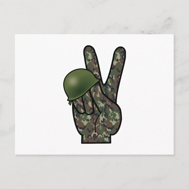 Postal Signo de paz / victoria de mano de camuflaje (Anverso)