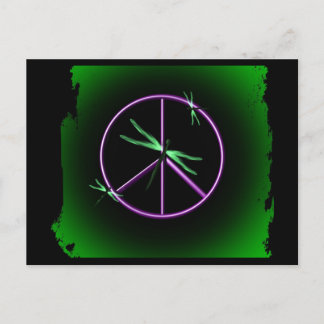 Postal Signo de paz y libélula