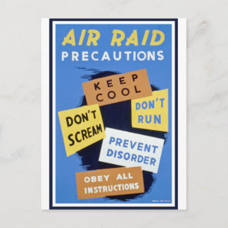 Postal Signo de precauciones para ataques aéreos (1943)