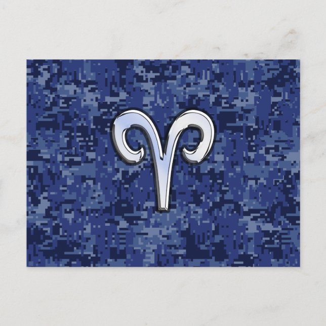 Postal Signo del Zodiaco Aries en Decoración de Camuflaje (Anverso)