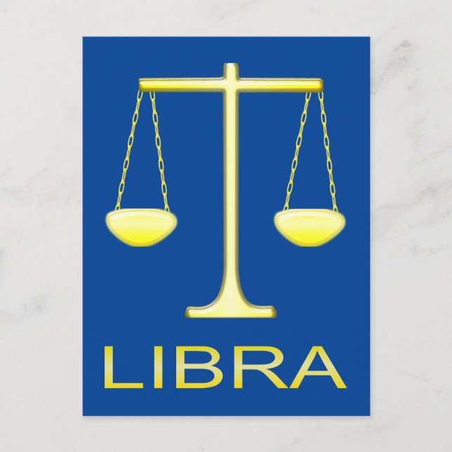 Postal Signo del Zodiaco Libra Balanza Dorada (Anverso)