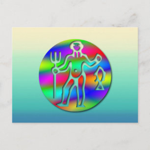 Postal Signo estrella acuario zodiaco arcoiris