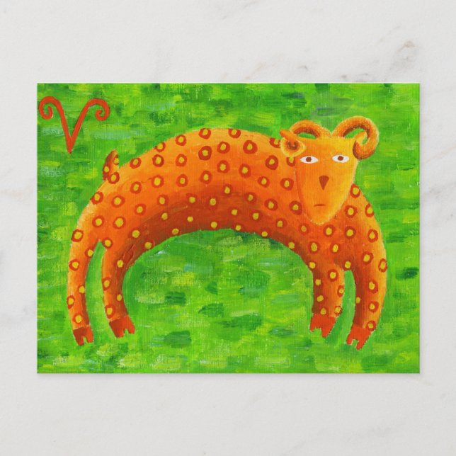 Postal Signo estrella auroscopio auricular de Aries (Anverso)