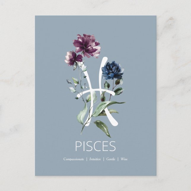 Postal Signo estrella de Pisces Zodiac (Anverso)