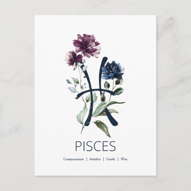 Postal Signo estrella de Pisces Zodiac (Anverso)