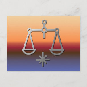 Postal Signo estrella libra zodiac Naranja Sunrise Sunset