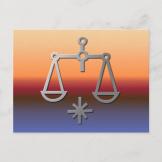 Postal Signo estrella libra zodiac Naranja Sunrise Sunset
