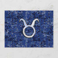 Signo Tauro Moderno Camuflaje Digital Azul Marino
