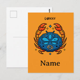 Postal Signo Zodiacal Cáncer Pop Art - Cangrejo Celestial