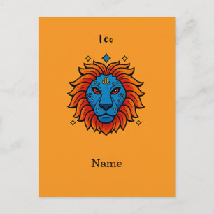 Postal Signo zodiacal de Leo en Pop Art - Ilustración ret