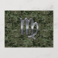 Signo zodiacal de Virgo en camuflaje digital verde