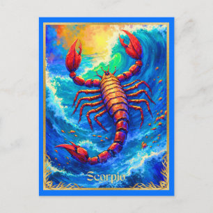 Postal Signo zodiacal Escorpio emergiendo de aguas profun