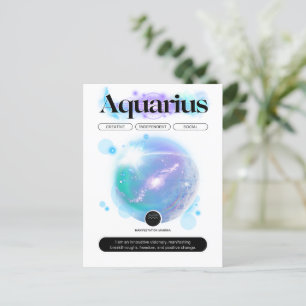 Postal Signo Zodiacal Moderno Acuario Cita Elemento Aire