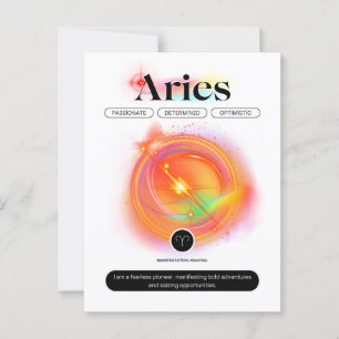 Postal Signo Zodiacal Moderno ARIES Cita Elemento Fuego