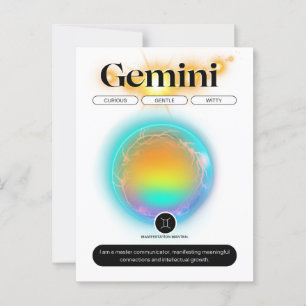 Postal Signo zodiacal moderno Géminis Cita Elemento Aire
