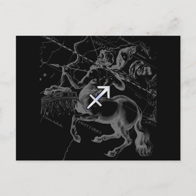 Postal Signo zodiacal Sagitario al estilo Chrome en Hevel (Anverso)