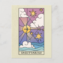 Postal Signo zodiacal Sagitario Arte abstracto vintage