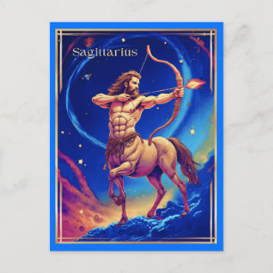Postal Signo zodiacal Sagitario como el Arquero Celeste