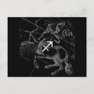 Postal Signo zodiacal Sagitario estilo Chrome en Hevelius