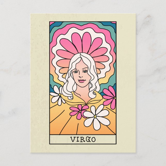 Postal Signo zodiacal Virgo Arte abstracto Vintage (Anverso)