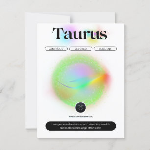 Postal Signo Zodíaco Moderno Tauro Cotización Elemento Ti